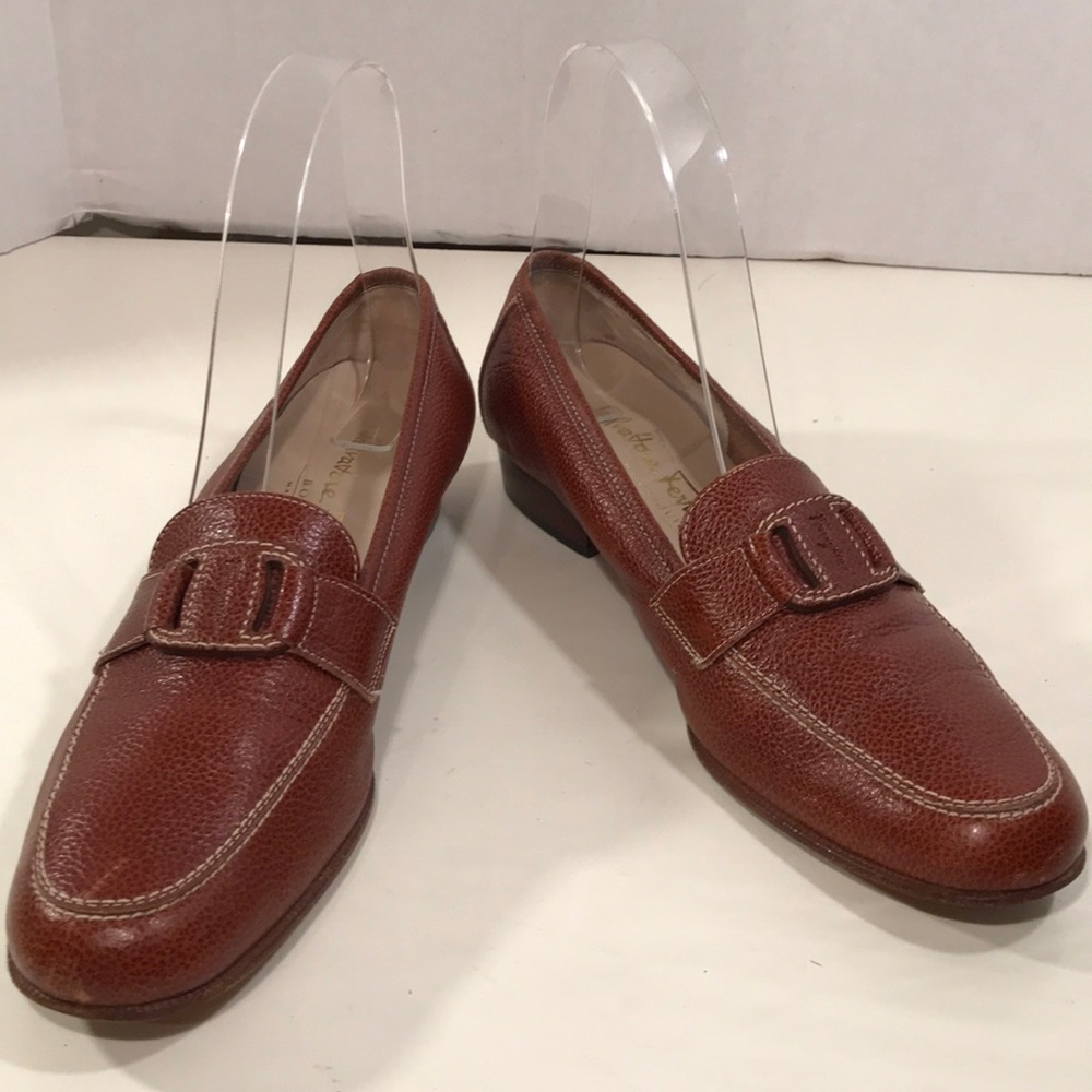 Salvatore Ferragamo Cognac Loafers Size 7.5 - Picture 1 of 8